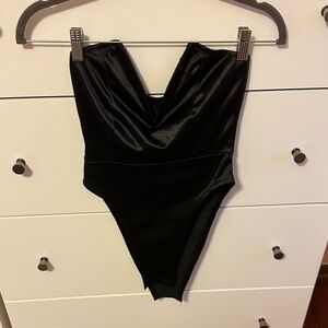 SHEIN Black Satin Bodysuit